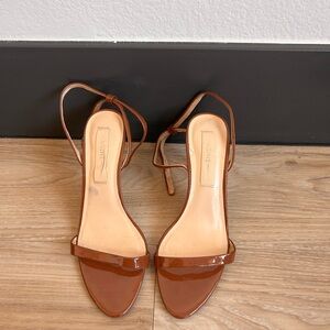 Vince Camuto Brown Heels with Open Toe Design